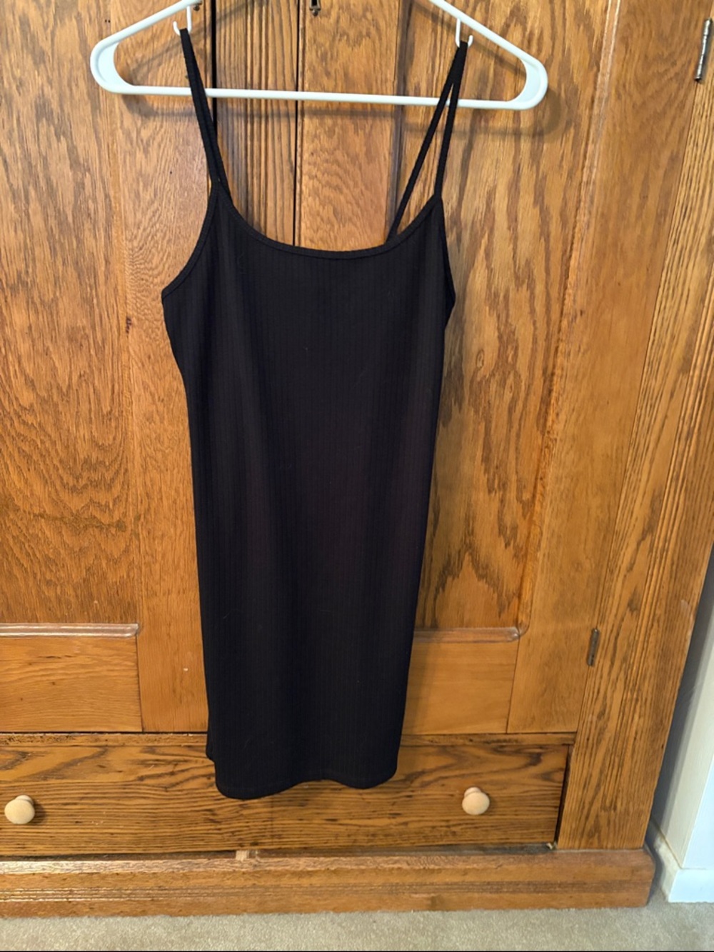 Forever 21 Black Ribbed Slip Dress